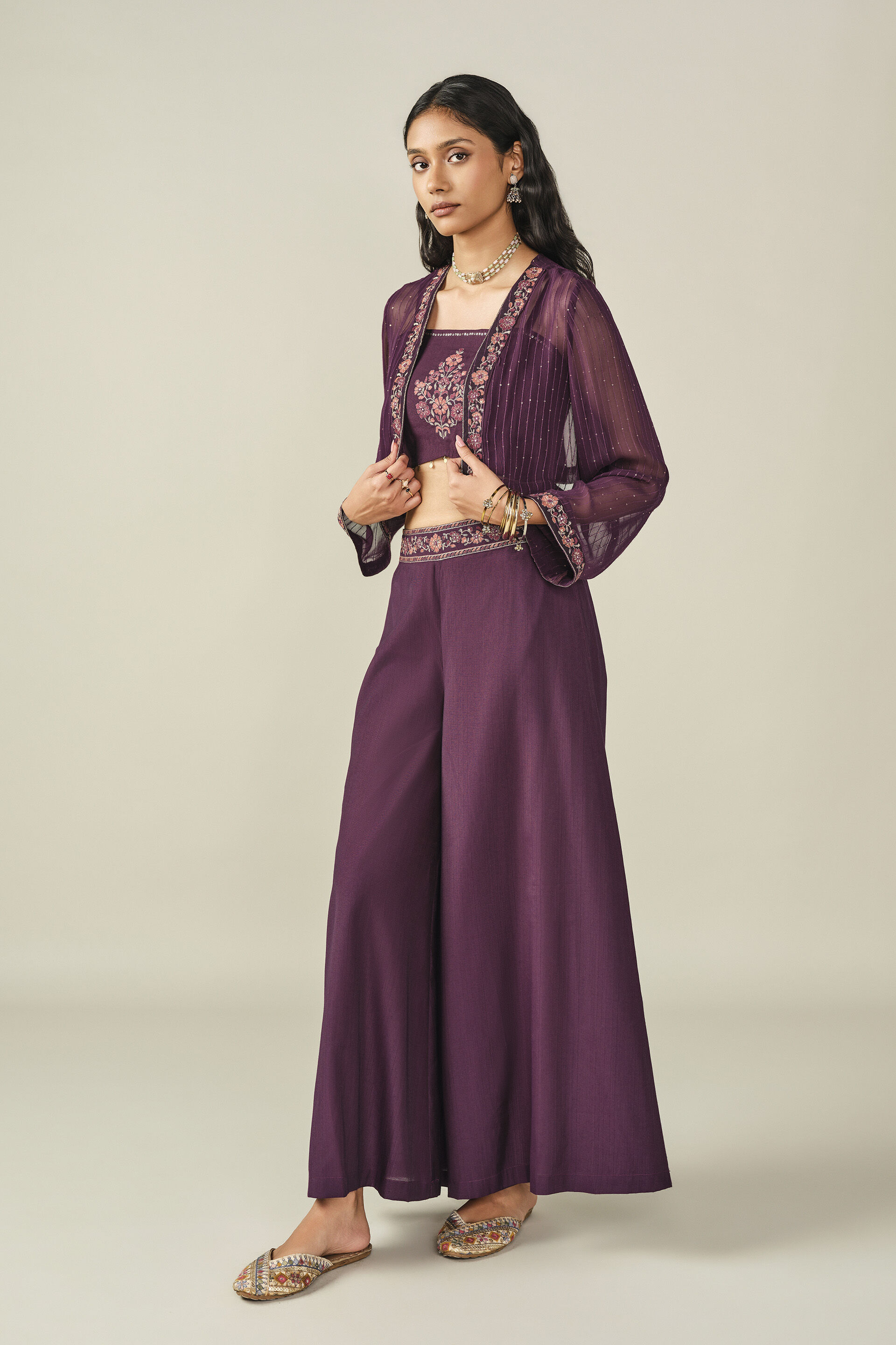 Embroidered Co-ord in Purple, Purple, image 3